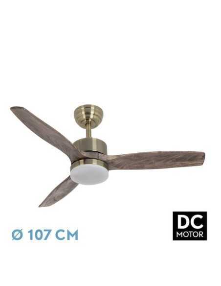 Ventilador DC TORINO 24W CUERO 3ASPAS ROBLE 6VEL