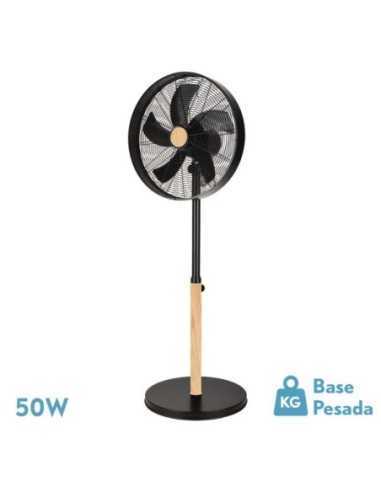 Ventilador de Pie FALCON Negro/Haya 3VEL.50W.5ASPAS