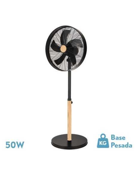 Ventilador de Pie FALCON Negro/Haya 3VEL.50W.5ASPAS
