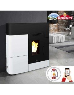 Estufa de Pellet BRONPI CLARA 11KW Negra y Blanca 2