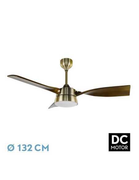 Ventilador DC ESTIO 24W CUERO/ROBLE 3ASPAS132D