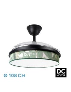 Ventilador DC MODA 72W Negro/HOJA VERDE 108D