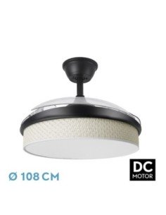 Ventilador DC MODA 72W Negro/CAÑIZO Blanco 108D