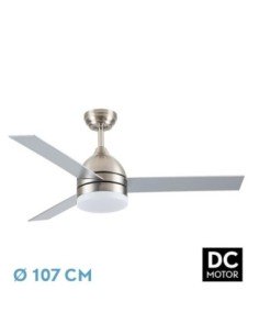 Ventilador DC LEGIO 26W NIQUEL 3ASPAS PLATA/Haya