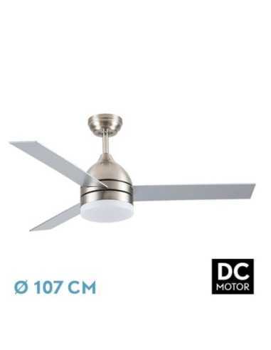 Ventilador DC LEGIO 26W NIQUEL 3ASPAS PLATA/Haya