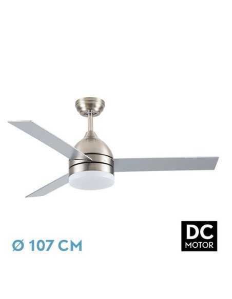 Ventilador DC LEGIO 26W NIQUEL 3ASPAS PLATA/Haya
