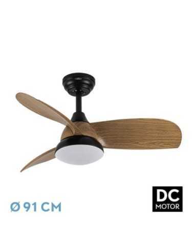 Ventilador DC ATOMO 24W Negro 3ASPAS Madera OSCURA