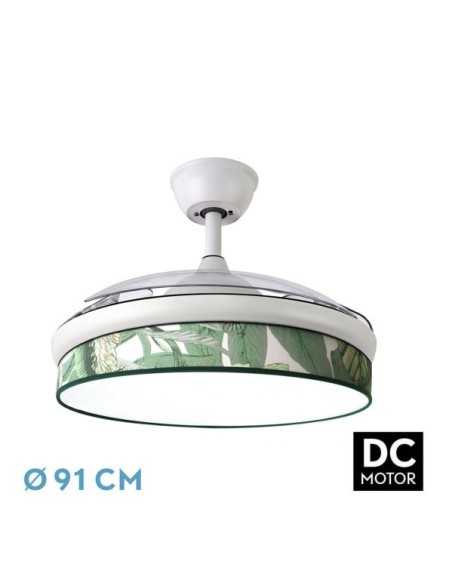Ventilador DC MODA 72W Blanco/HOJA VERDE 91D