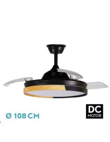Ventilador DC EMPERADOR 72W Negro/Haya 3ASPAS