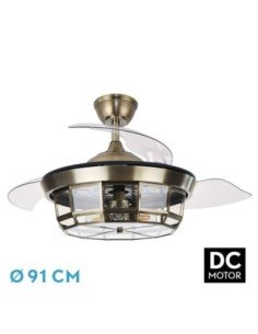 Ventilador DC TORNADO CUERO 3XE27 91D 3ASPAS