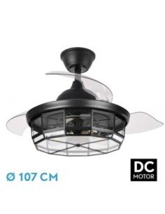 Ventilador DC TORNADO Negro 5XE27 107D 3ASPAS