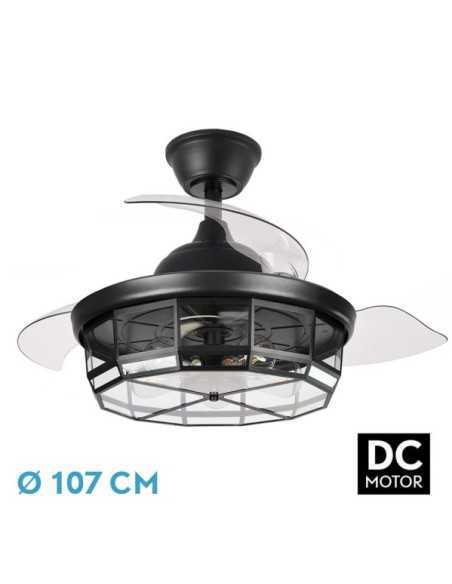 Ventilador DC TORNADO Negro 5XE27 107D 3ASPAS