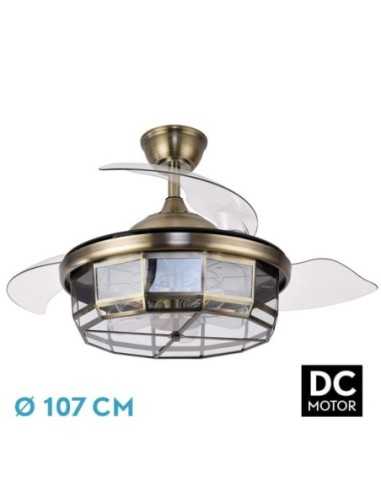 Ventilador DC TORNADO CUERO 5XE27 107D 3ASPAS